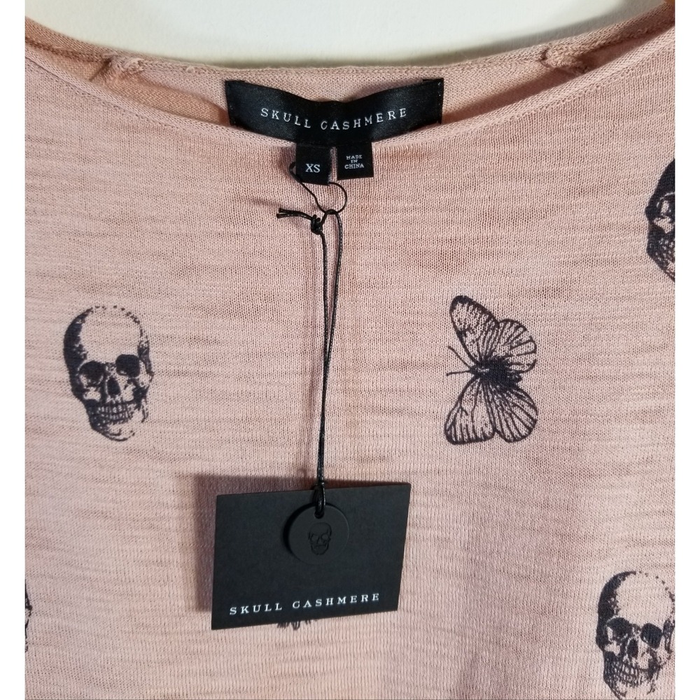 Skull Cashmere Dru Cotton Knit Skull Print Sweater Rose Pink NWT Sizes XS S - Picture 13 of 16